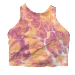 Athleta Pink Orange Racerback Crop Tank Top